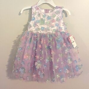 Popatu Toddler Dress 2T Purple with Pop Out 3D Flowers